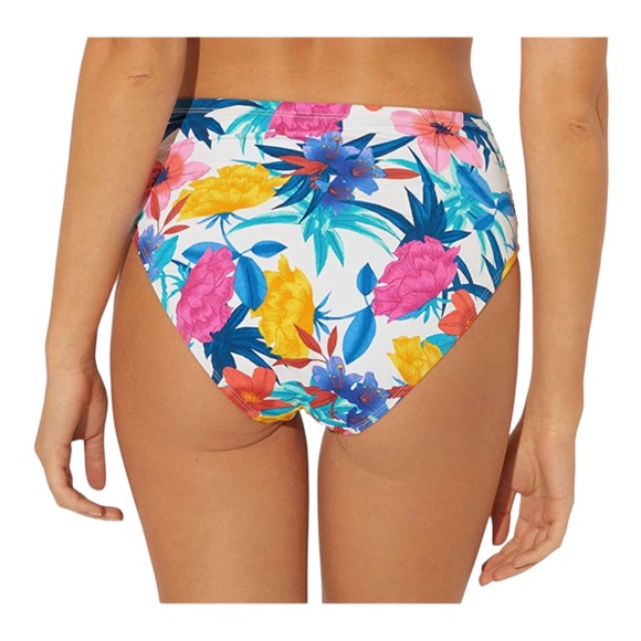 BLEU ROD BEATTIE Floral High Waisted Swim Bottoms White Multicolor Bikini 8 NWT - Picture 1 of 7